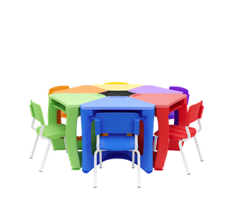 Conjunto Infantil 6 Lugares Com Mesa Central