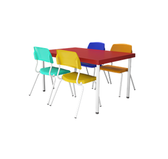 Conjunto Mesa E 4 Lugares Infantil